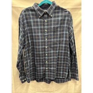 Duck Head Classic Oxford Shirt Long Sleeve‎ Blue Plaid Mens XL Chest